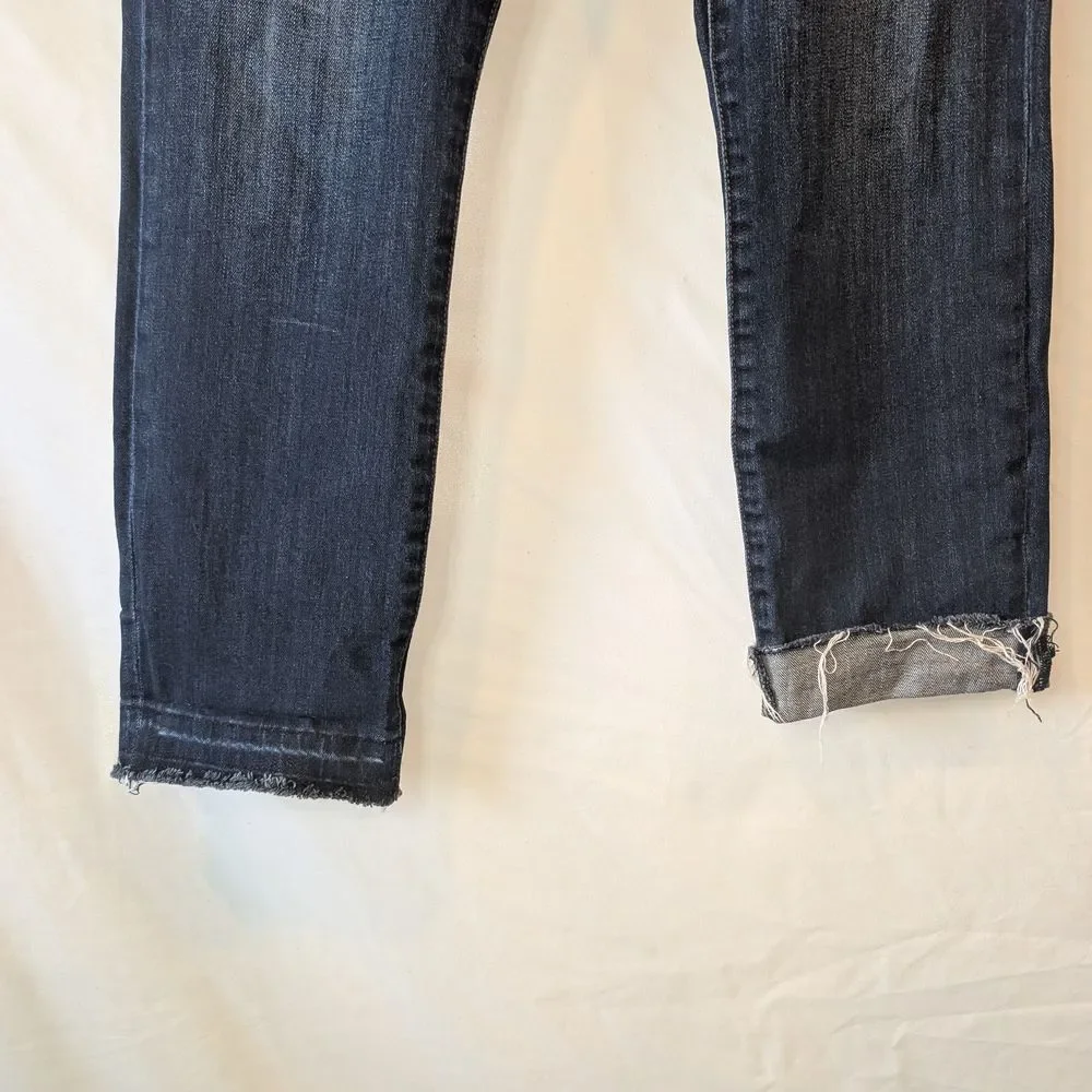 Kut from the‎ Kloth Emma Ankle Straight Leg Dark Blur Distressed Raw Hem 6 vguc